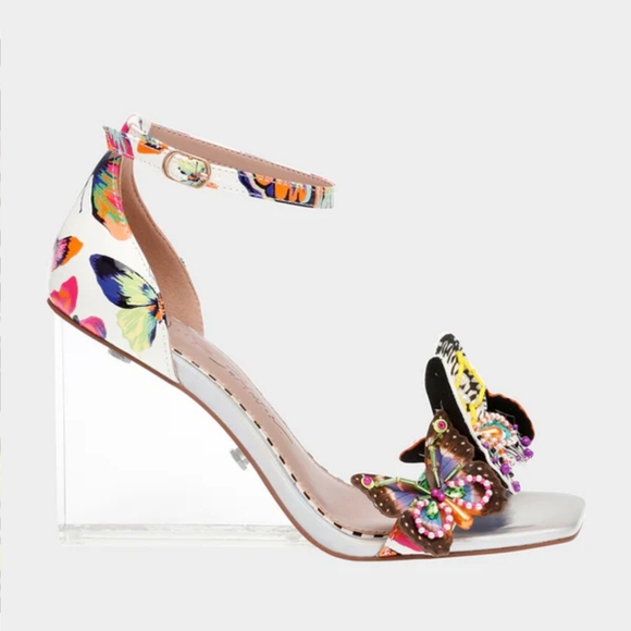 Betsy Johnston Marloe White Butterfly wedge sandal - Picture 2 of 5